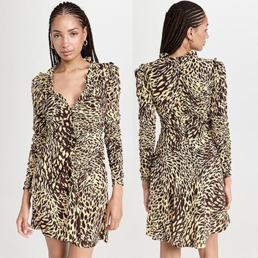 NWT A.L.C. Marcie V-Neck Long Sleeves Mini Dress Women's Golden Haze Size: 2